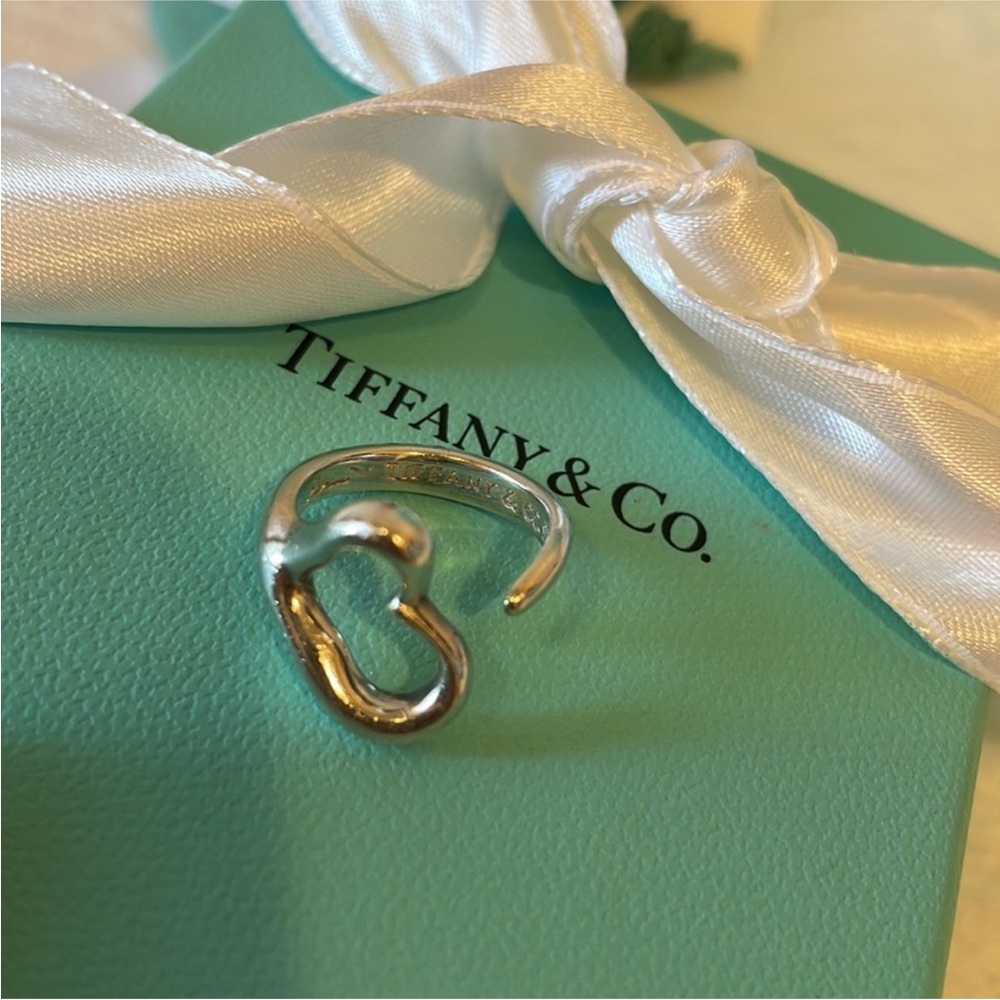 Tiffany & Co. Sterling Silver Elsa Peretti Open Heart Ring size 4.5